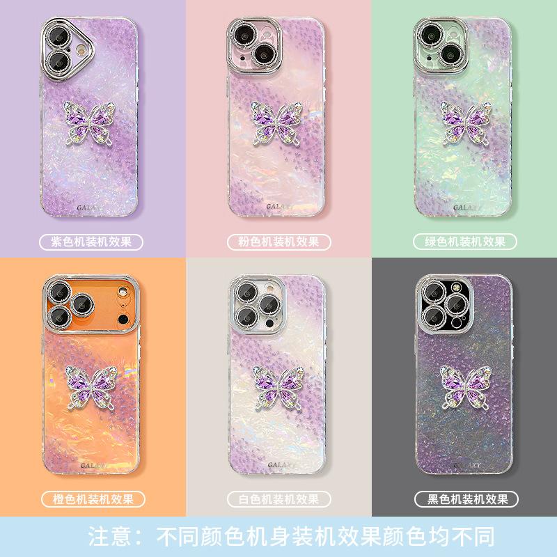 Flash diamond butterfly bracelet is suitable for 17promax mobile phone case iphone16 light luxury advanced 15 high value 14 girls