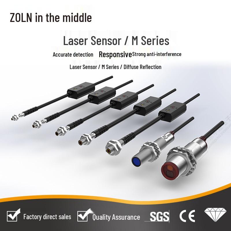 Zhonglian M Series Photoelectric Switch - M18 Diffuse Reflective, M12 Through-Beam, M8 DC Three-Wire M12/Diffuse reflection