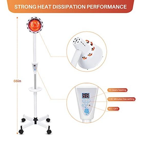 Infrared Light Therapy 275W Red Infrared Therapy Lamp for Body or Pain Therapy Device with Timer and Adjustable Height Stand