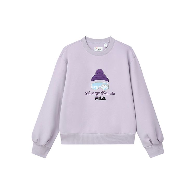 FILA Вышитый Логотип Вязаная Свитшот с Круглым Вырезом Спортивная Толстовка Женская толстовка Светло-Фиолетовый F11W148201F-VT M