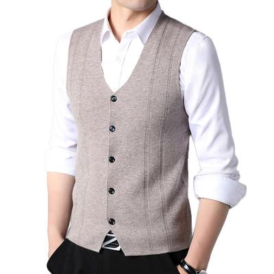 Men's 100% Pure Wool V-Neck Sleeveless Vest Sweater