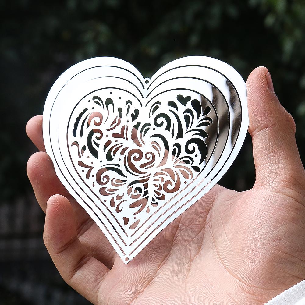 

3D Beating Heart Rotating Wind Spinner Stainless Steel Love Mirror Reflection Wind Chimes Parts Aesthetic Hanging Decorations
