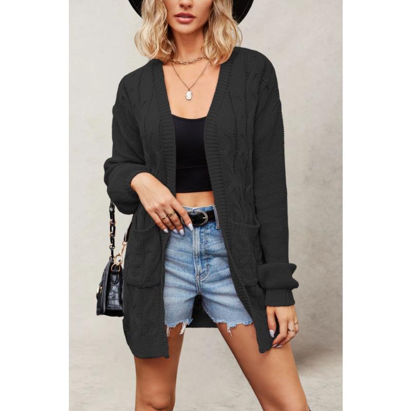 Winter Wind New Temu Hot-selling V-neck Twist Long-sleeved Loose Casual Sweater Jacket