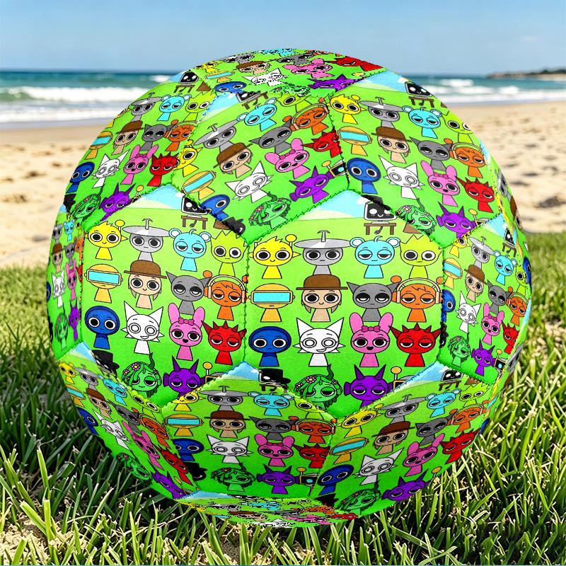 Sprunki Game Print Size 5 Soccer Ball, PU Wear Resistant Football for Match Training and Daily Practice, Birthday Gift for Soccer Fans