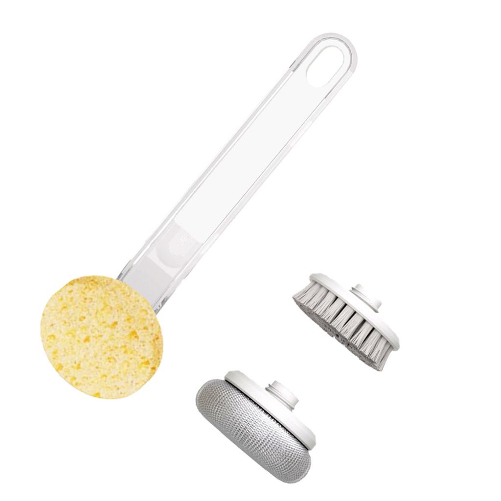 Kitchen Dish Brushes 3 in 1   Handle Pot Pan Sponge Scrubber Brush Cleaning Tool Set