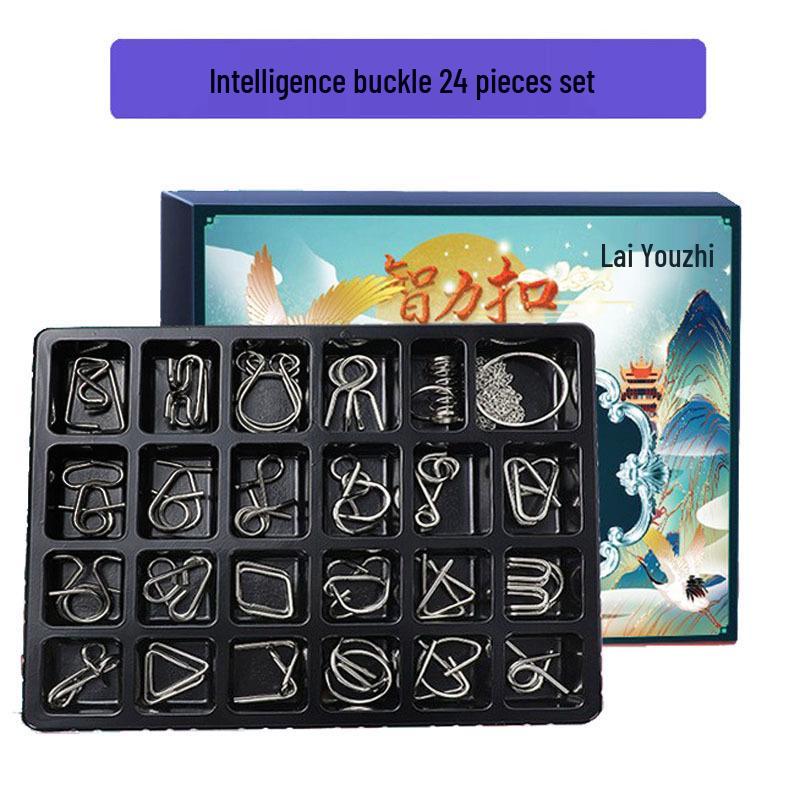 Nine-Ring Metal Puzzle - Eight-Piece Disentanglement Brain Teaser Set