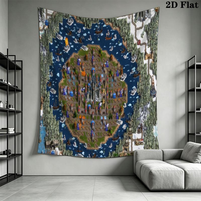 HoMM Game Wall Tapestry Aesthetic Wall Hanging Printed Fabric Blanket Decorative Tapestries for Bedroom Living Room Home Decor