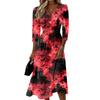 Womens Casual V Neck Midi Dress 3/4 Sleeve Back Zipper Wrap Style Fit and Flare Dress with Ghost Print