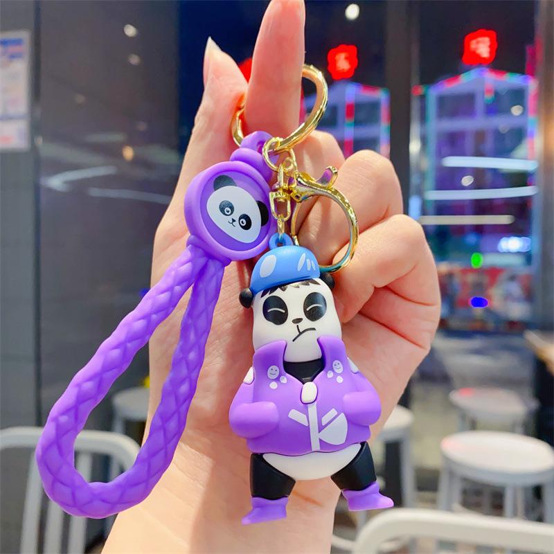 Chaoplay Creative Guochao Panda Family Three-dimensional Keychain Bag Pendant Car Keychain Gift Toy