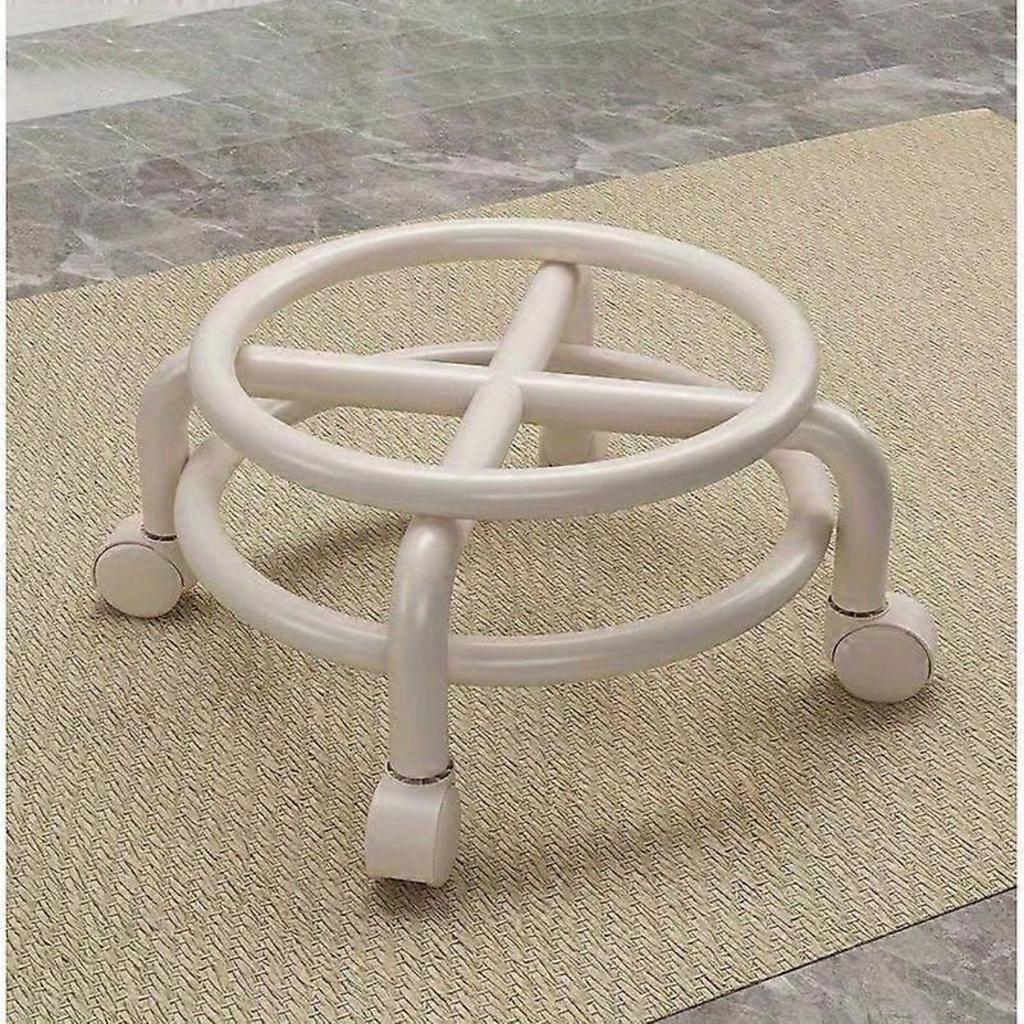 Living Room Footstools With Universal Swivel Caster Wheels Leather Small Rolling Stools Round PU Seat Metal Frame for Home & Office