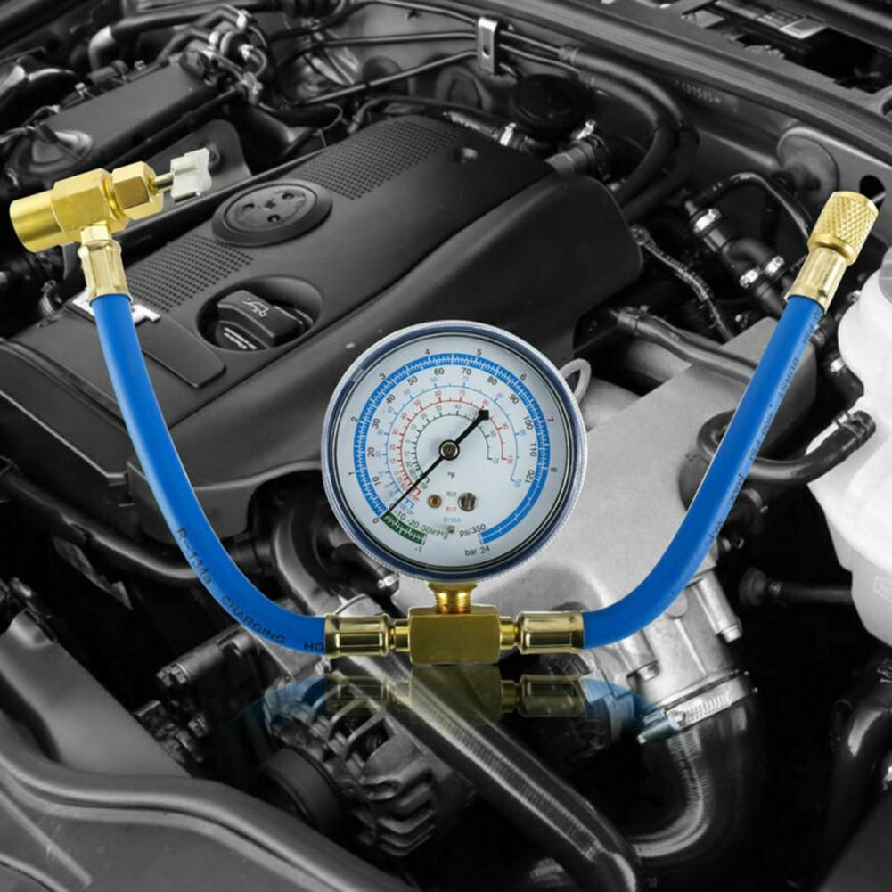 R134A Charging Hose to Refrigerator with Gauge, AC Recharge Hose Kit