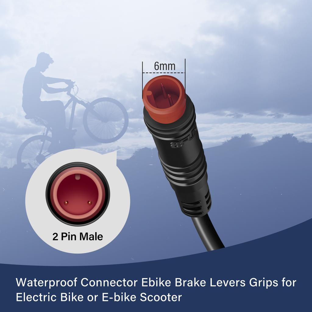 2 Pin Brake Levers for Electric Bicycle Brake Lever Handle Bar Grips 2 Wires Left & Right E-Bike Replacement Parts