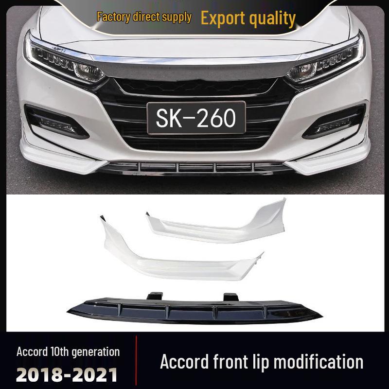 Compatible with 2018-2021 Tenth Gen Accord: Front Lip Modified Bumper 3-Piece Body Kit.
