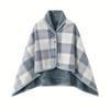 Double-Layer Fleece Shawl Blanket with Buckle - Warm, Multifunctional Office Blanket for Women