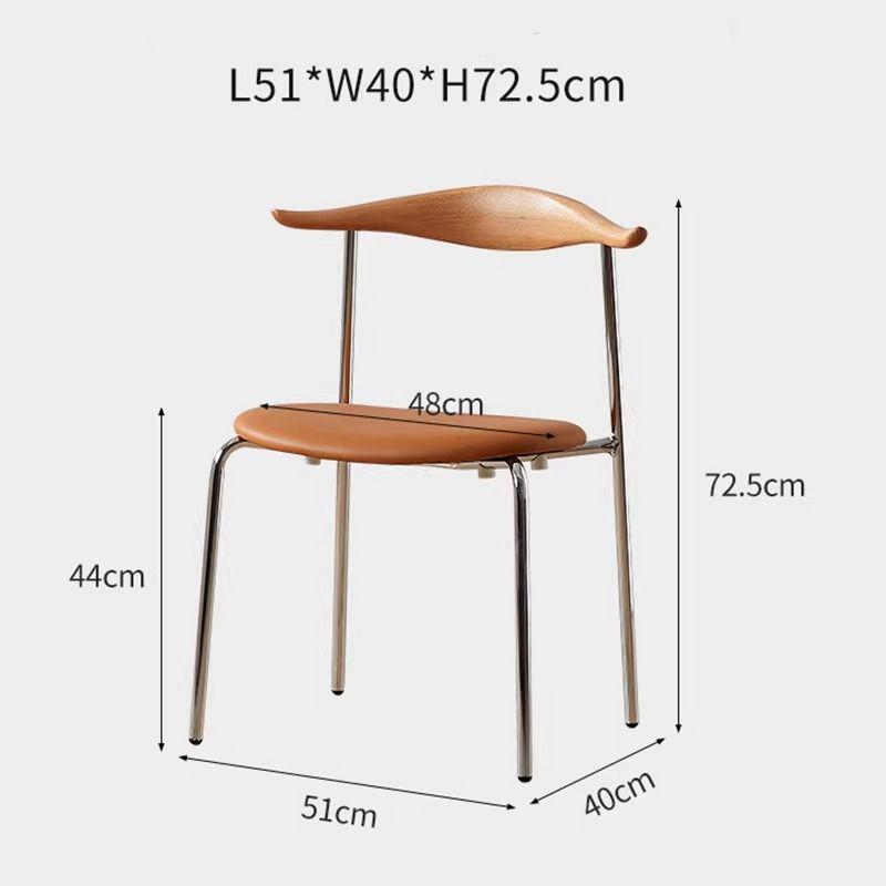 Minimalist Mid-Century Bullhorn Solid Wood Dining Chair with Backrest