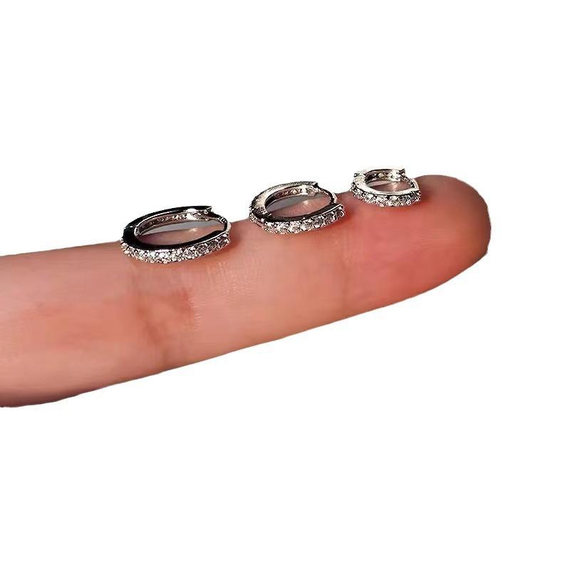 Earlobe Stud with Zirconia Earrings - Petite, High-end, Sophisticated Ear Ring with Ear Hook - Elegant Ear Jewelry