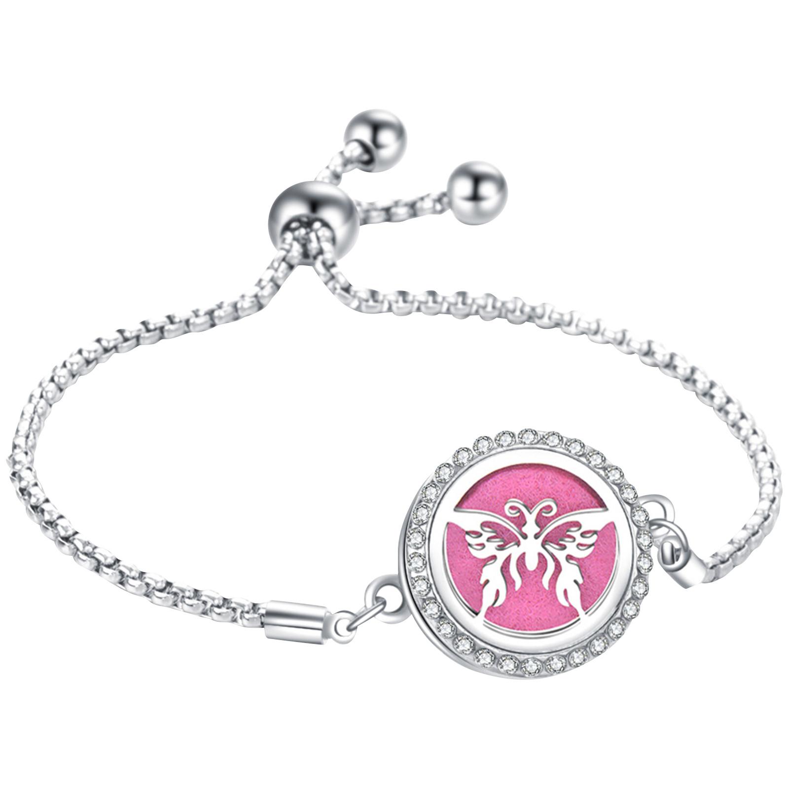 

Браслет с полой банкой из титановой стали с бриллиантами, дерево жизни, регулируемый размер для духов One Size