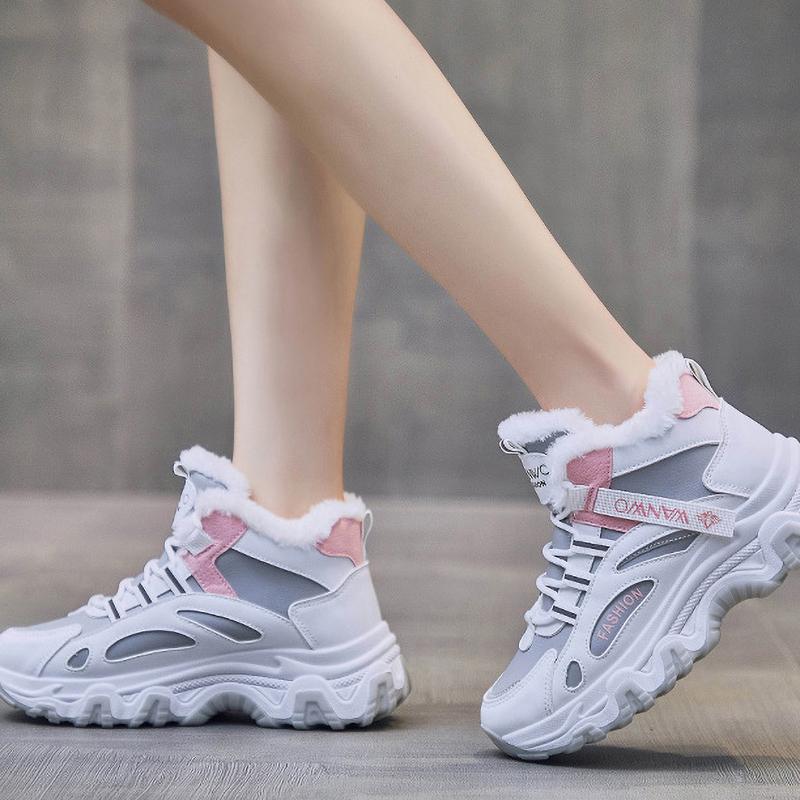 Women's Casual Sneakers Non Slip Comfortable Sports Shoes Women Winter Outdoor Vulcanized Shoes Woman Fleece Walking Trainers