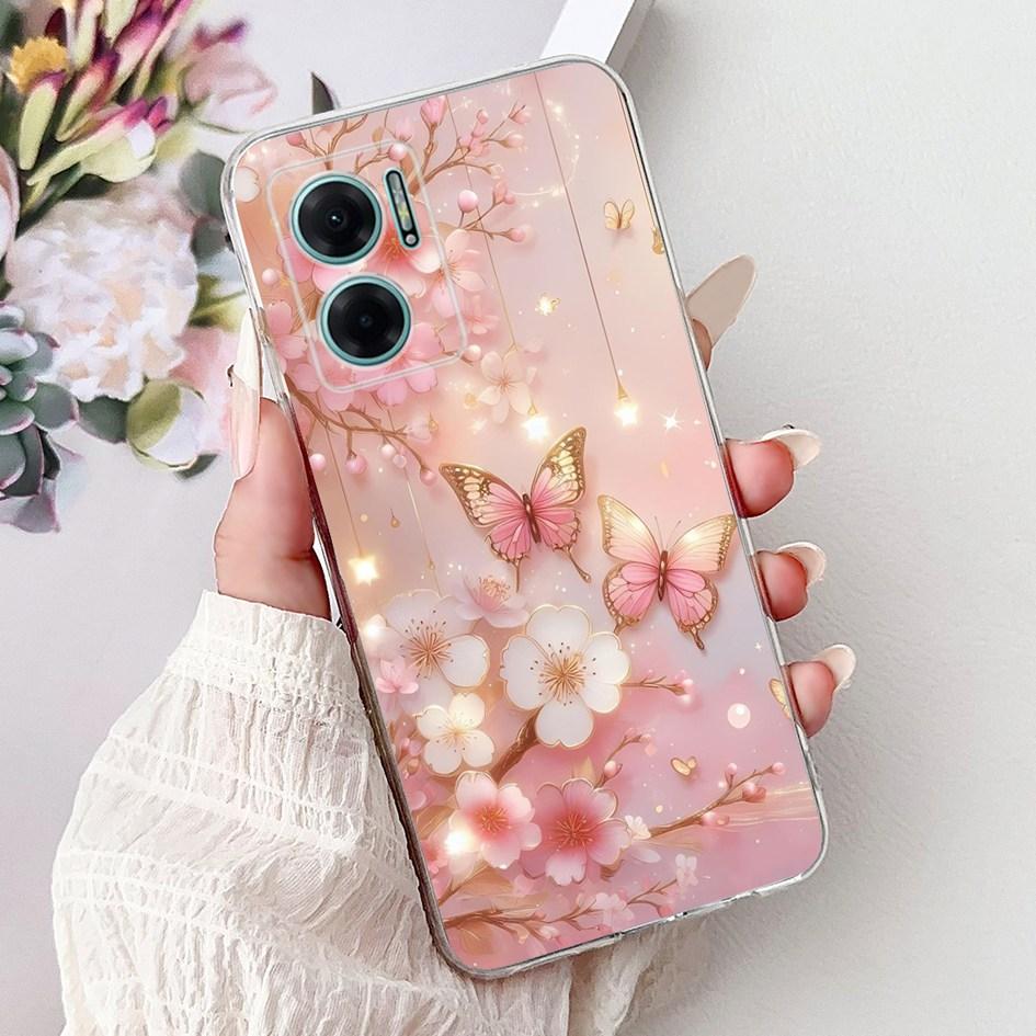 For Xiaomi Redmi Note 11E 5G Case Popular Flower Love Heart Soft Silicone Capa Back Cover For Xiaomi Redmi 10 11 Prime 5G Bumper
