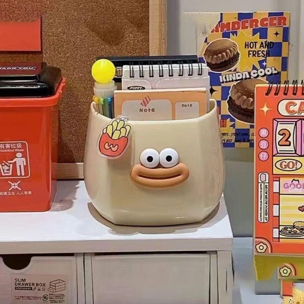 Boîte de rangement de bureau pour étudiant durable Fille de dessin animé Pot à crayons simple Nouvelles boîtes de rangement en plastique