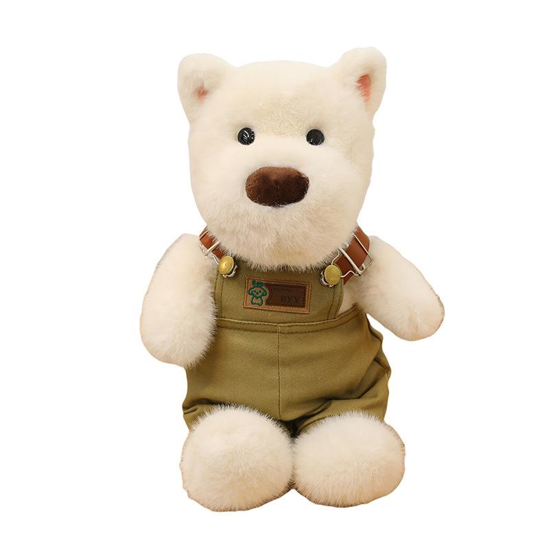 Cute West Highland Dog Plush Toy Can Be Taken Off Overalls Puppy Doll Doll Comforting Sleeping Doll