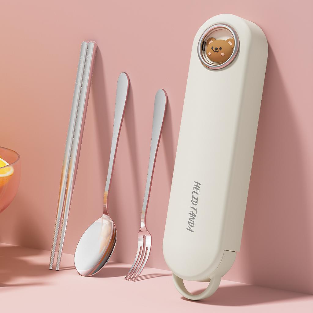 Zestaw Sztućców ze Stali Nierdzewnej 316 Przenośny Widelec Łyżka Pałeczki Z Pudełkiem Zestaw Sztućców Podróżnych Zestaw Stołowy Kuchenny