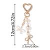 Cute Bowknot Love Heart Keychain Crystal Pearl Key Ring Pendants For Women Girls Handbag Decor Diy Handmade Key Chain Gifts