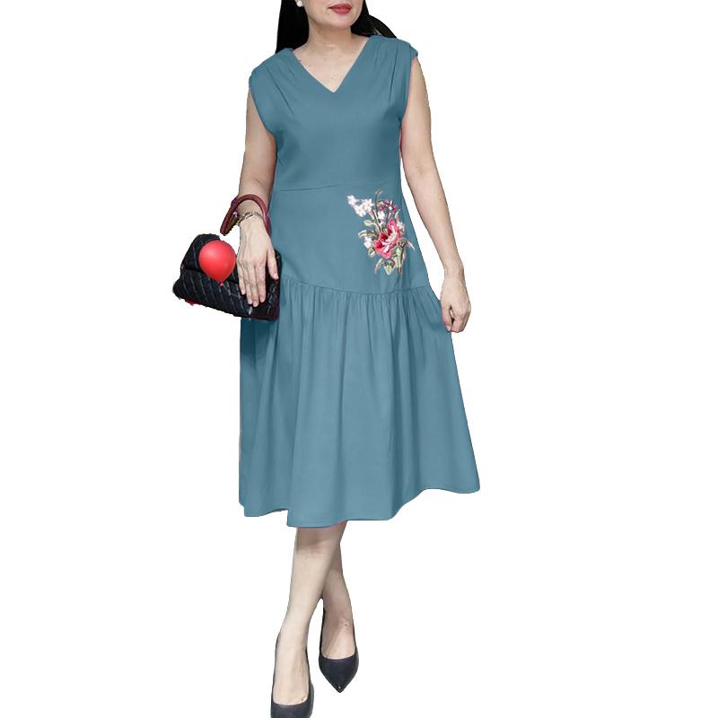 

ZANZEA Женское летнее повседневное платье с цветочной вышивкой и коротким рукавом