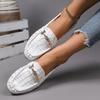 Plus-size Casual Single Shoes, New Fashionable Women's Shoes, Metal Buckle Loafers On One Foot