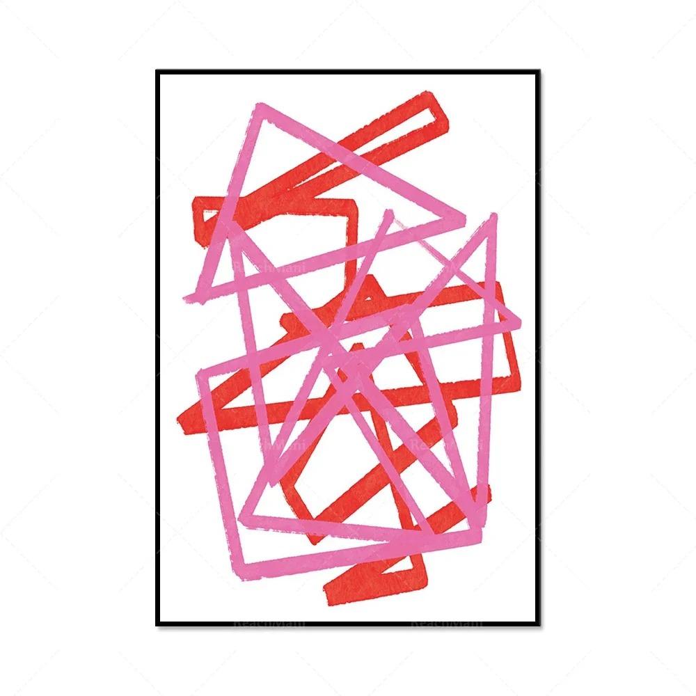 Abstract Art Red Pink Poster Hi Gallery Wall Modern Home Decoration Canvas Painting Wall Art Gift