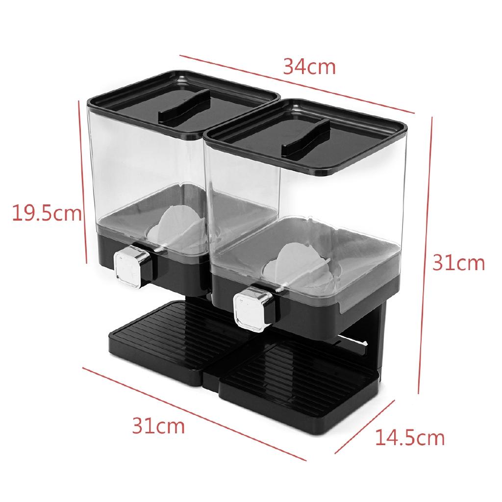 New Double Cereal Dispenser Storage Dry Food Snack Container Wall Mounted Kitchen Canister Contain Box for Home Kitchen