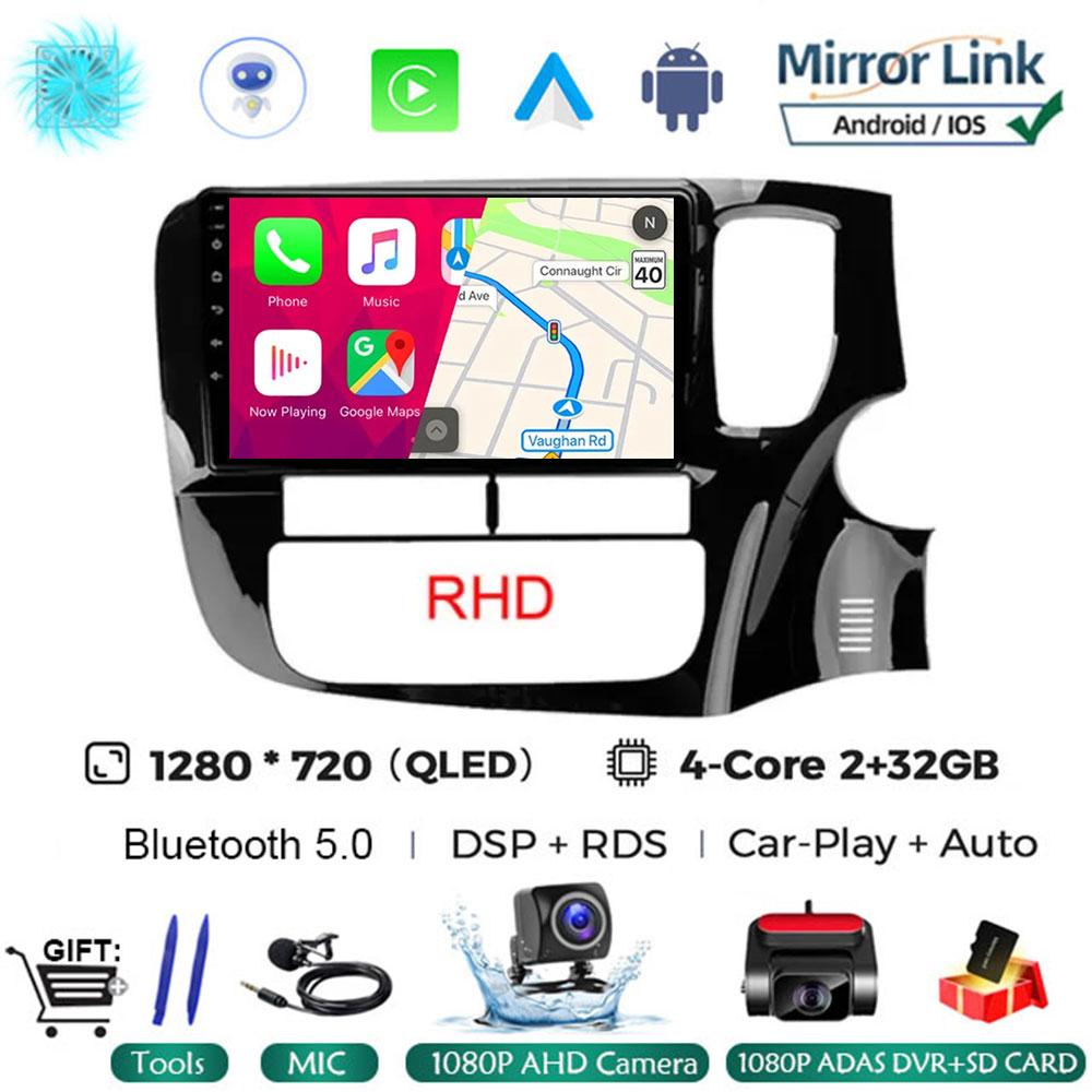 9 Inch Android 14 For Mitsubishi Outlander 3 GF0W GG0W RHD 2012 - 2018 Car Radio Autoradio Navigation GPS ADAS SWC Multimedia 4G