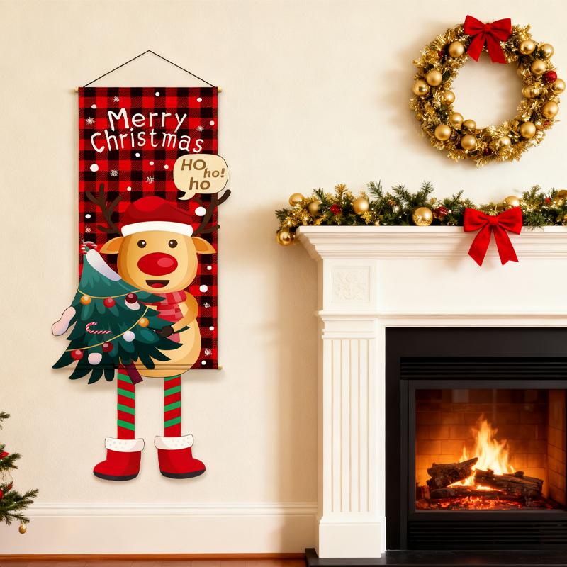 1pc Christmas Decoration Hanging Flag Long Leg Elf Door Pendant Home 2025 Ornaments Xmas Outdoor Navidad New Year Pendant 2026