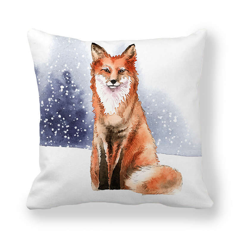 Icy And Snowy Animal Patterns Digital Printing Short Plush Pillow Covers For Car Sofa Office Cushion Cover Home Goods