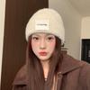 Japanese Velvet Thickened Lazy Style Knitted Hat Women's Autumn and Winter Large Head Circumference Cold Hat Warm Ear Protection Woolen Hat