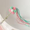 Pet Tassel Wand With Pompom And Bell Cat Teaser Wand Beaded Kitten Teaser Stick Kitten Interactive Toy Colorful Pet Supplies