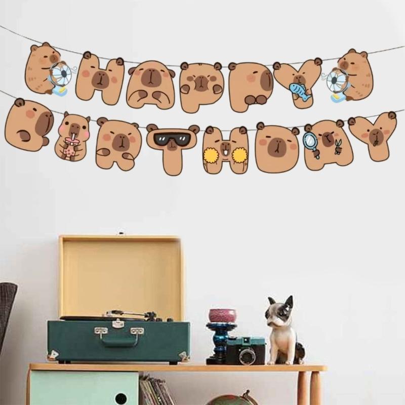 Unique Capybara Happy Birthday Garlands Elegant Capybara Happy Birthday Garlands Accessory Cartoon Theme Party Supplies