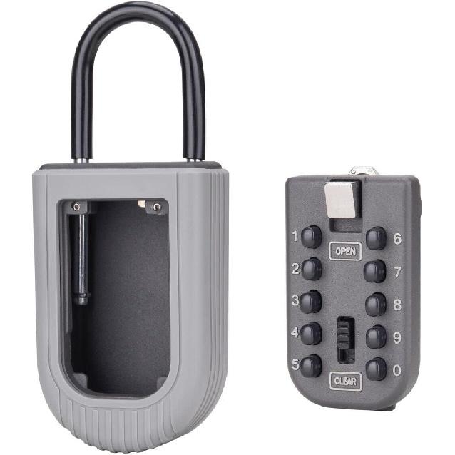 Key Lock Box, For families, Hotels, Offices, Realtor Key Lock Box Safe Lock Box 10-Digit Push Button Combination Safe Vault - Portable Outdoor
