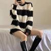 Gothic Sweaters Women Harajuku Punk Knitted Stripes Jumpers Vintage Loose Long Sleeve Black Pullover Streetwear Tops