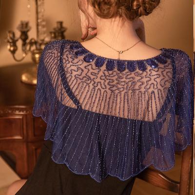 High Quality Women's 1920s Shawl Evening Cape Vintage Flapper Shawl: Sequin Beads Embroidery and Mesh Design for Gatsby Parties!