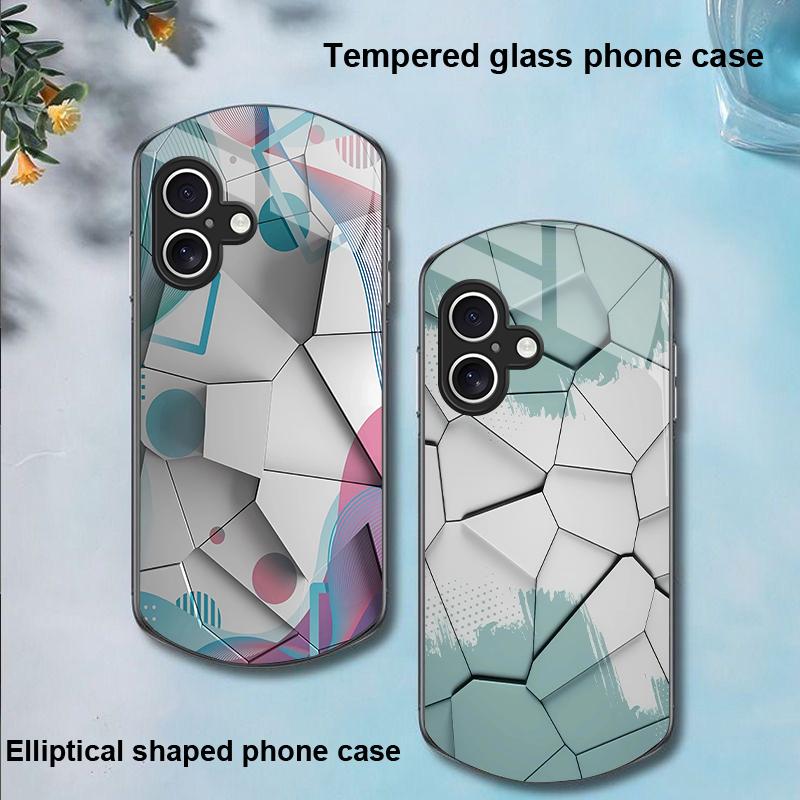 Geometryczny Wzór Dla Apple IPhone 16 11 13 15 14 Pro Max 12 Mini 7 8 Plus XR X XS Etui na Telefon z Hartowanego Szkła o Eliptycznym Kształcie