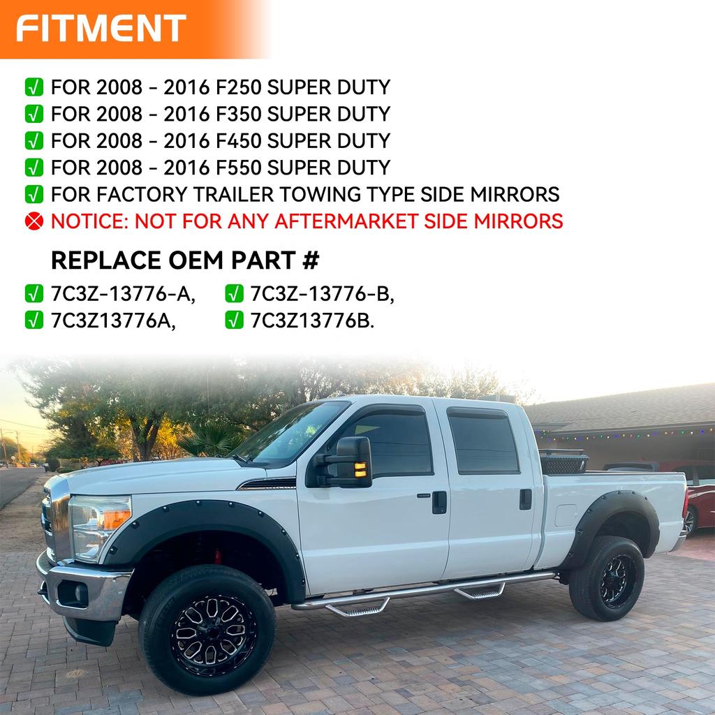 For Ford F250 F350 F450 F550 08-16 Sequential Blinker Signal Lamp 4 Kind Amber Dynamic Switchback Mirror DRL Turn Signals Lights