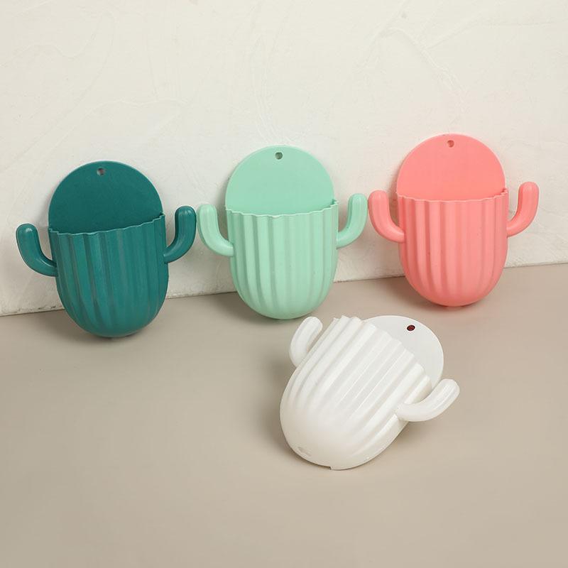 Suport pentru periuță de dinți, perete de uz casnic, autoadeziv, fără sudură, suport de depozitare pentru cactus, aparat de ras, raft de scurgere, accesorii pentru baie