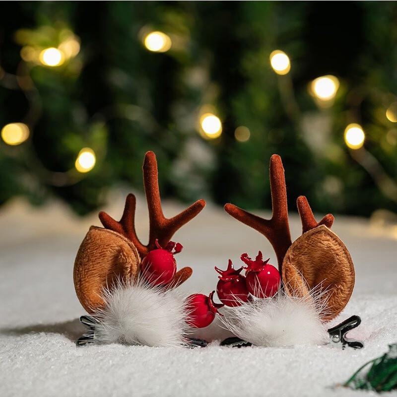 Christmas Elk Antler Hair Clip Set