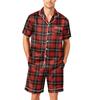 Conjunto de Pijama Masculino de Manga Curta com Botões e Shorts, Roupa Macia, Tamanhos P-XXXXG