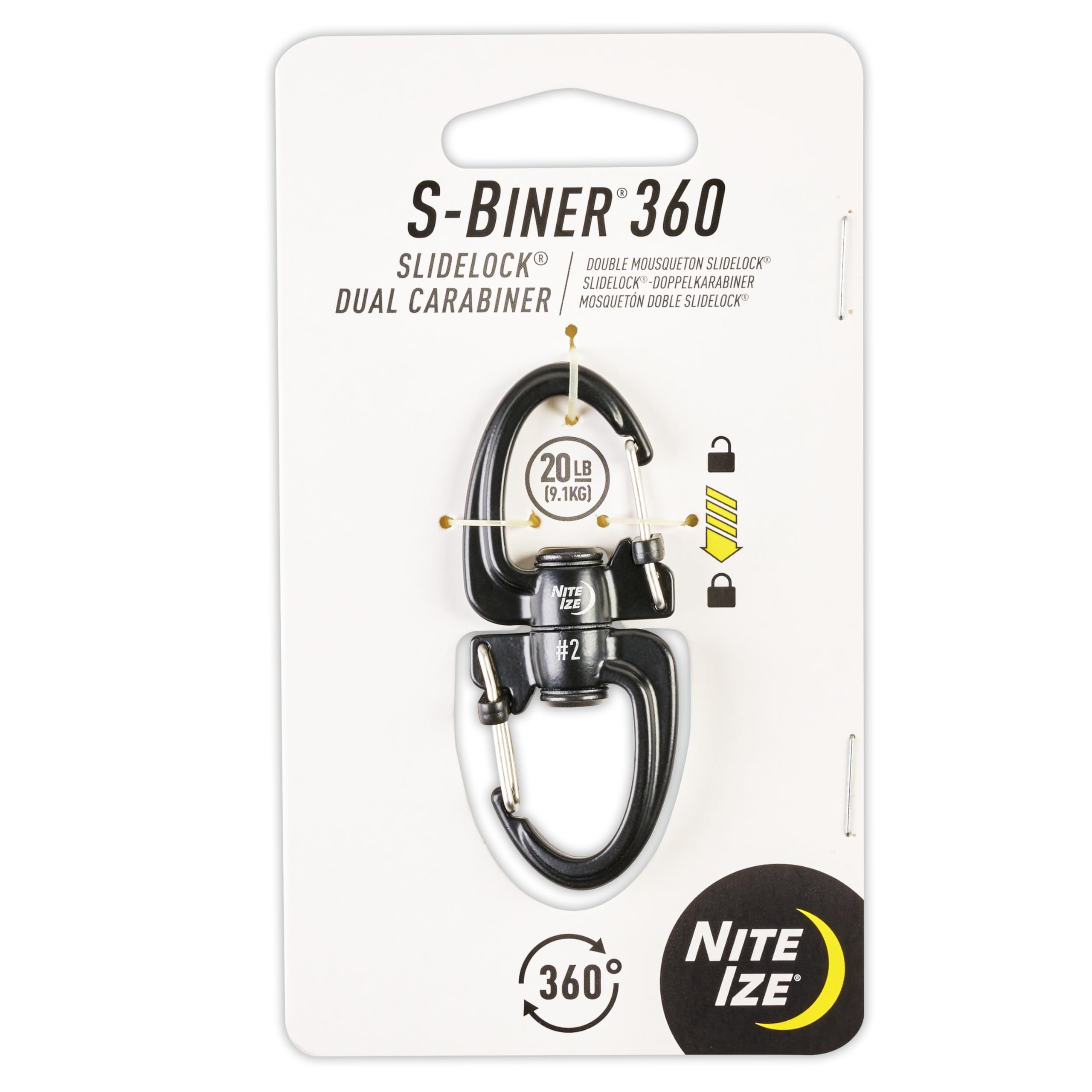 

NITEIZE Slide Lock Swivel with Aluminum S-Biner 360° Carabiner, S-Shaped Lock, Rotating, чёрный