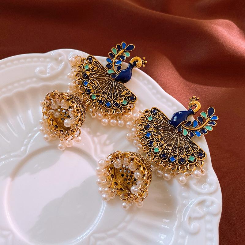 Medieval vintage earrings, court style niche high-end stud earrings Internet celebrity retro earrings jewelry women