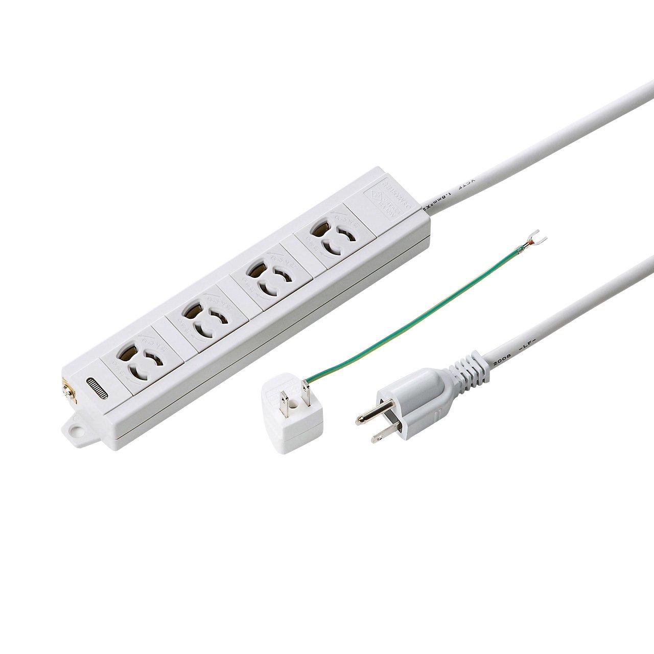 

Sanwa Supply TAP-MG341N2-10 3-Pin, 4-Outlet Power Strip, 10m, with Magnetic Backing and 3-Pin to 2-Pin Conversion Adapter