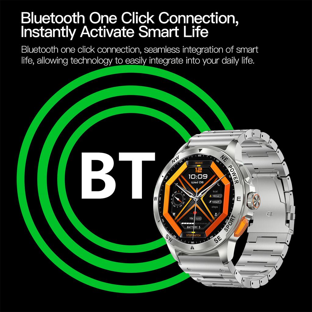 AK77 Steel Strap 1.43-inch AMOLED Smart Watch Sleep Health Monitoring Bluetooth-compatible Call Sports Watch