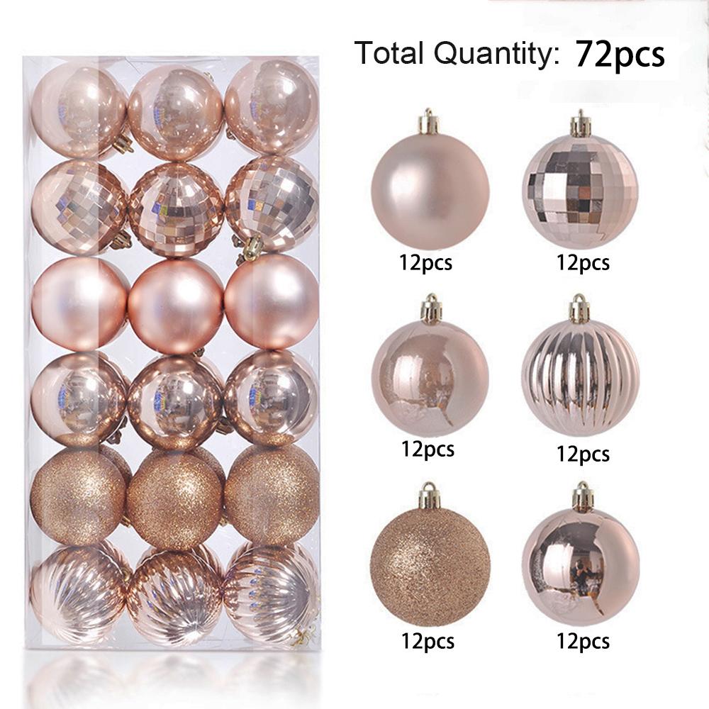 Weihnachtskugeln aus Kunststoff, 72 Stück 2,6 cm Weihnachtsbaumschmuck Hängeanhänger Kugeln Christbaumkugeln für Neujahr Weihnachtsbaumdeko